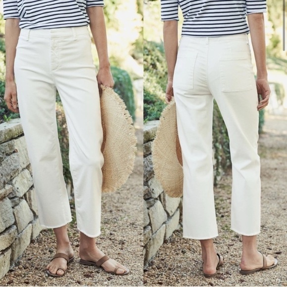 Frank & Eileen Kinsale Trouser Pant Italian Performance Denim Vintage White SZ 0